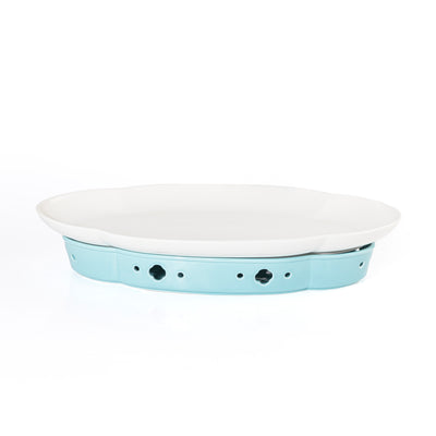 ستاند سيراميك أبيض  بيضاوي  بقاعدة منفصلة