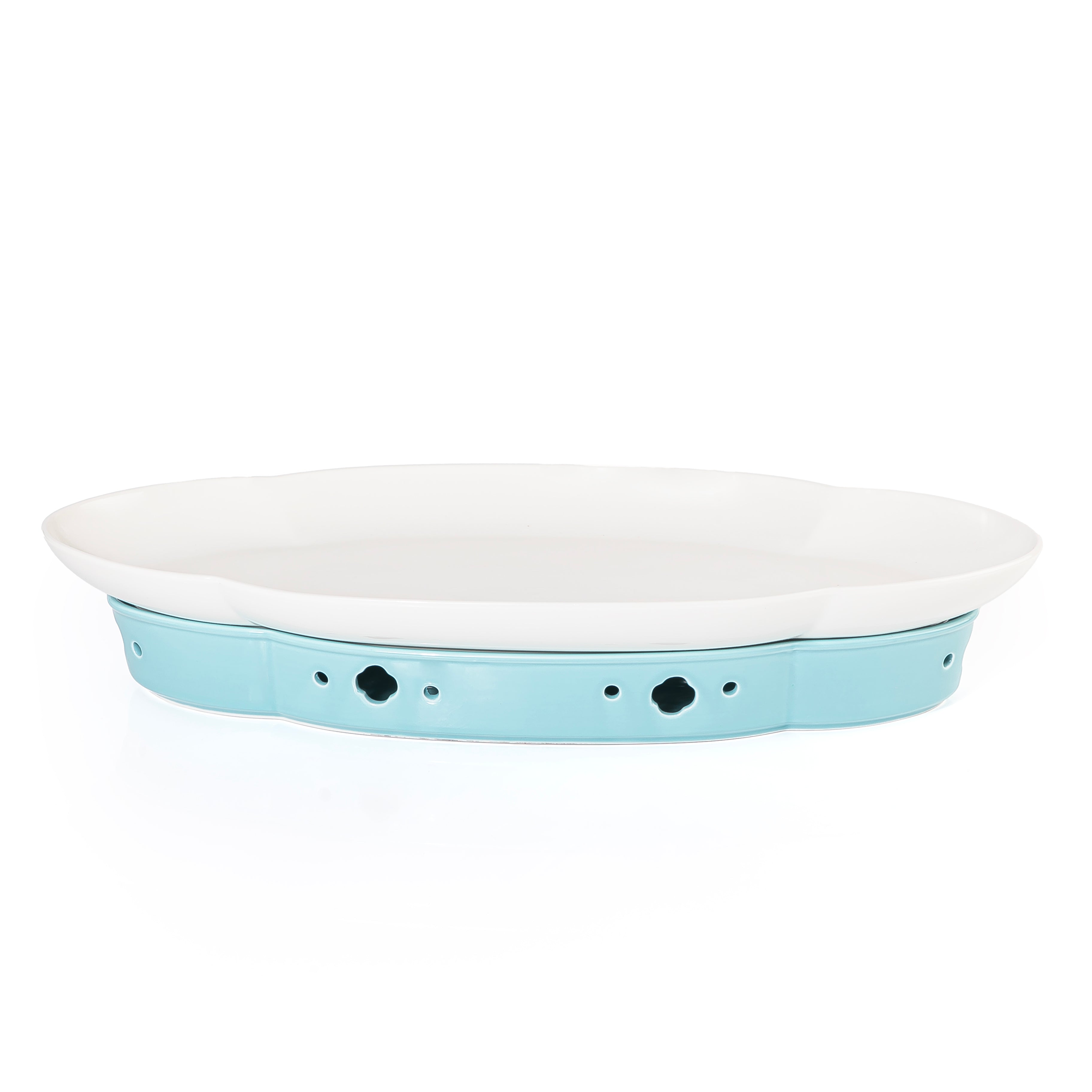 طبق سيراميك مع حامل موقد