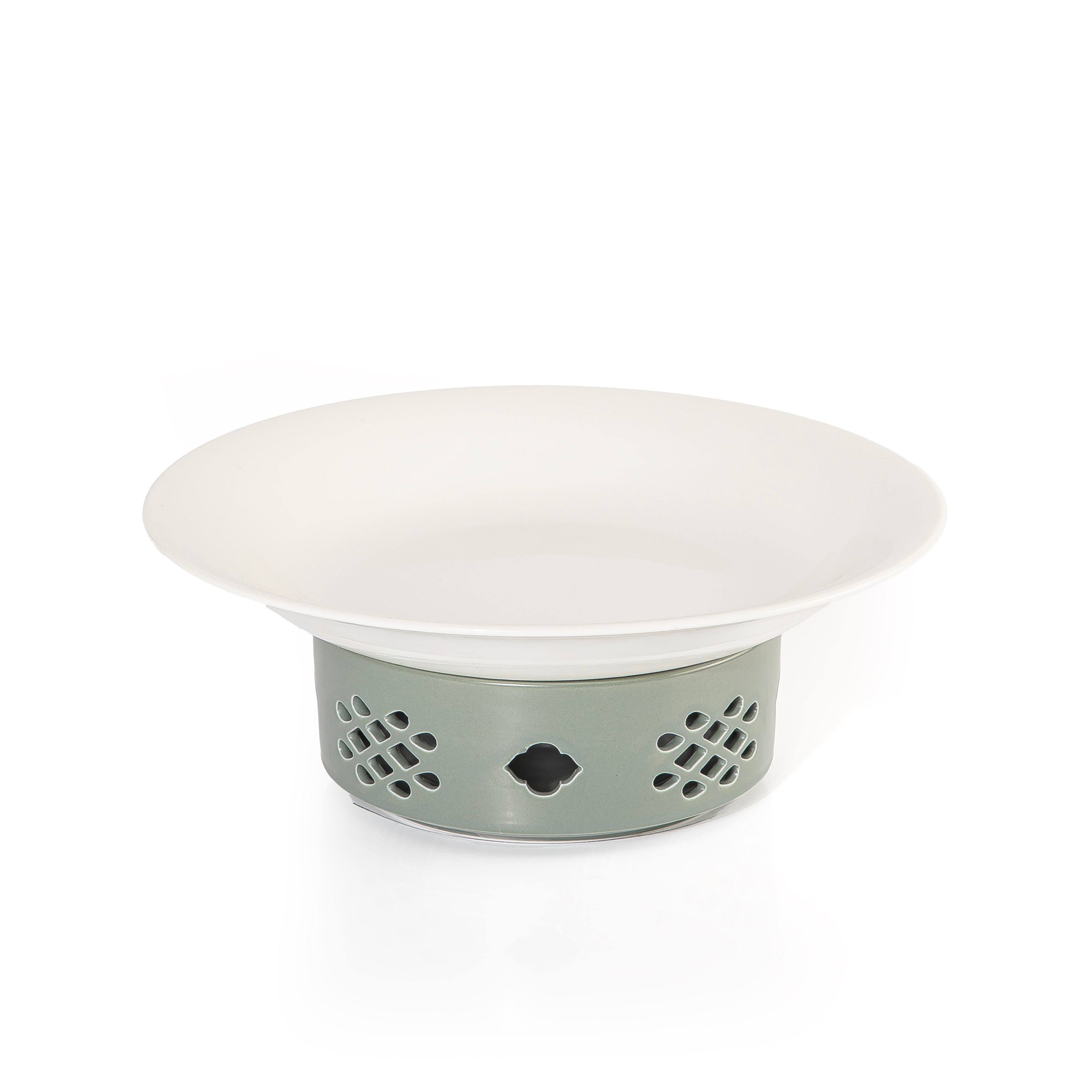 طبق سيراميك مع حامل موقد