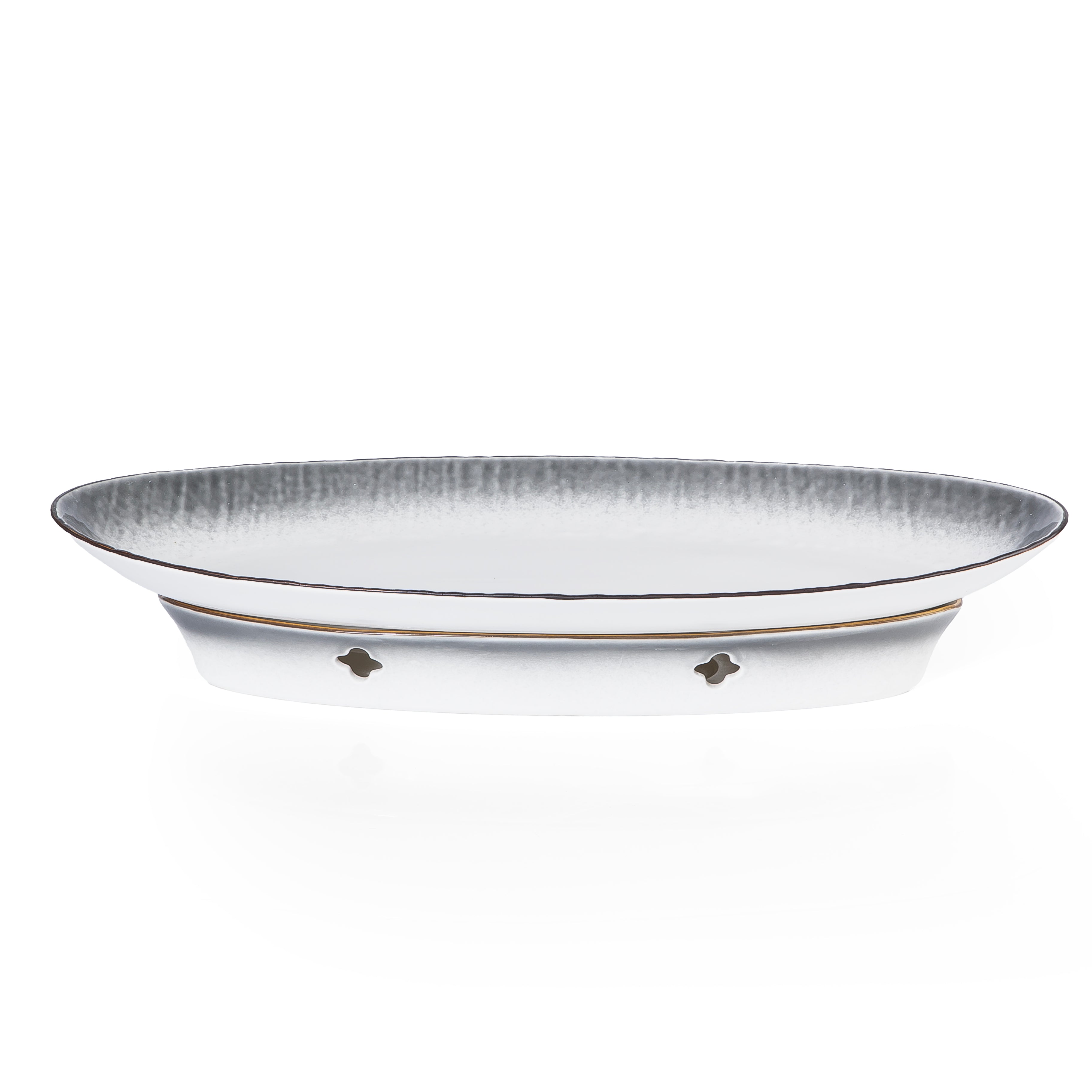 طبق سيراميك مع حامل موقد