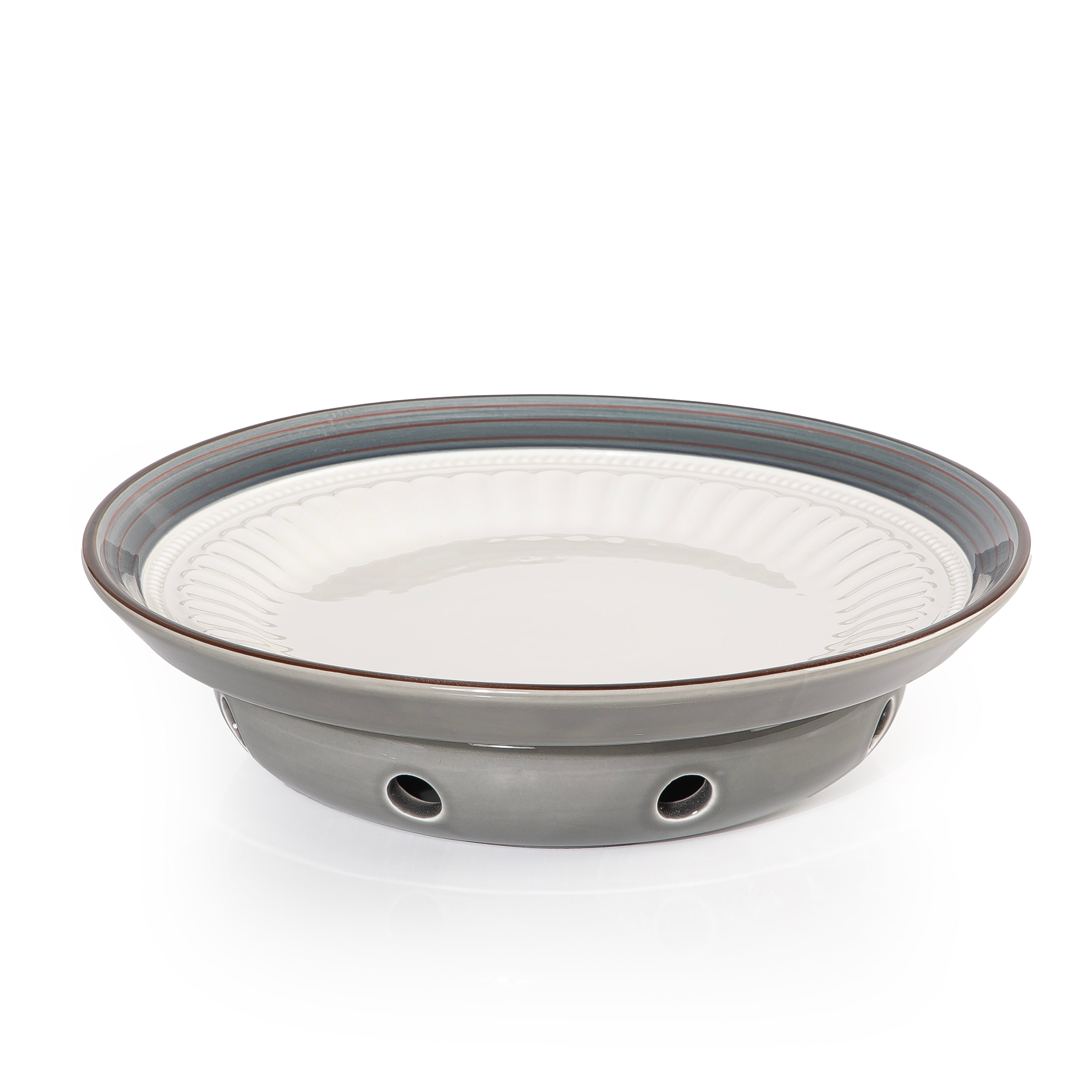 طبق سيراميك مع حامل موقد