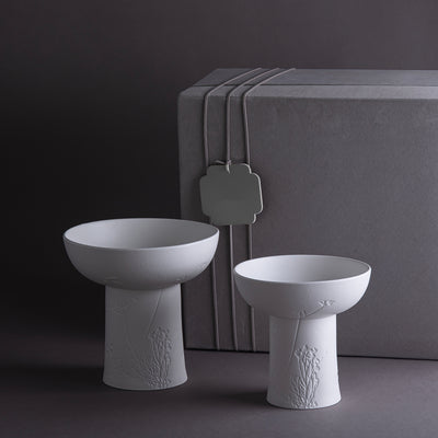 طقم مكون من 2 ستاند سيراميك مع بوكس هدايا - أبيض