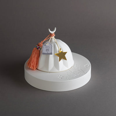 وعاء قرقيعان سيراميك أبيض - خوخي