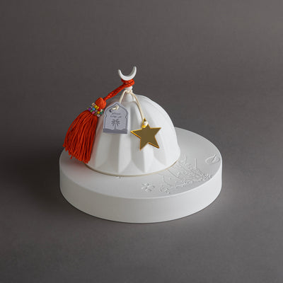 وعاء قرقيعان سيراميك أبيض - برتقالي 