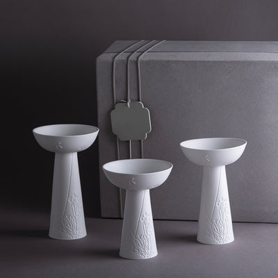 طقم مكون من 3 ستاند سيراميك مع بوكس هدايا - أبيض 