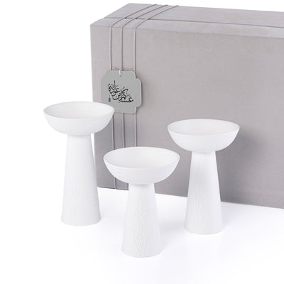 طقم مكون من 3 ستاند سيراميك مع بوكس هدايا - أبيض 