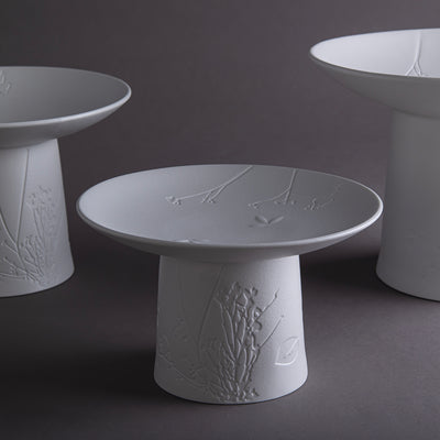 Set Of 3 Mat White Ceramic Stand With Gift Box