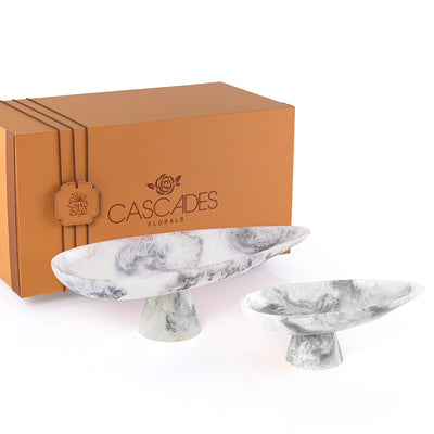 طقم 2 ستاند تقديم راتنج مع بوكس هدايا- أبيض و أسود 