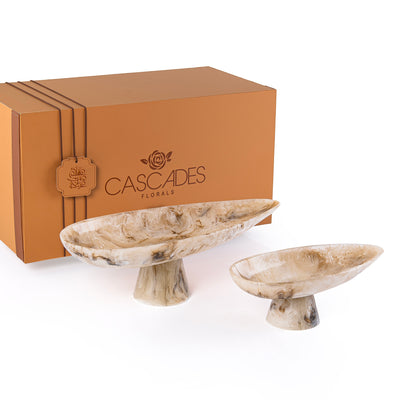 Set of 2 Resin Stand with gift box - Beige