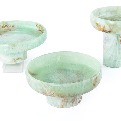 Set of 3 Resin Circular Stand with gift box - Green