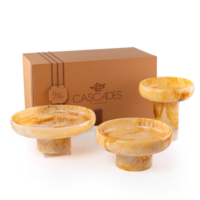 Set of 3 Resin Circular Stand with gift box - Amber