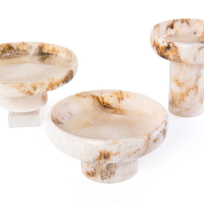 Set of 3 Resin Circular Stand with gift box - Beige