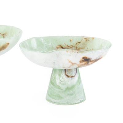 Set of 2 Resin Circular Stand with gift box - Green