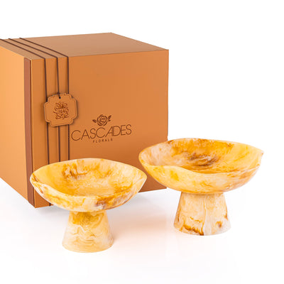 Set of 2 Resin Circular Stand with gift box - Amber