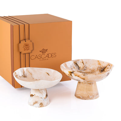 Set of 2 Resin Circular Stand with gift box - Beige