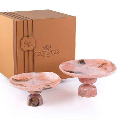 Set of 2 Resin Cake Stand with gift box - Pink