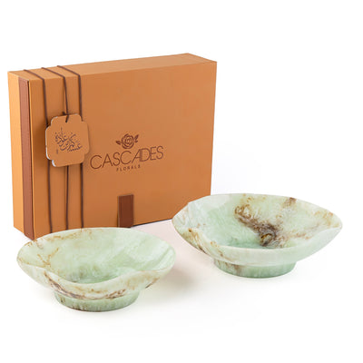 Set Of 2 Resin Circular Stand With Gift Box - Green