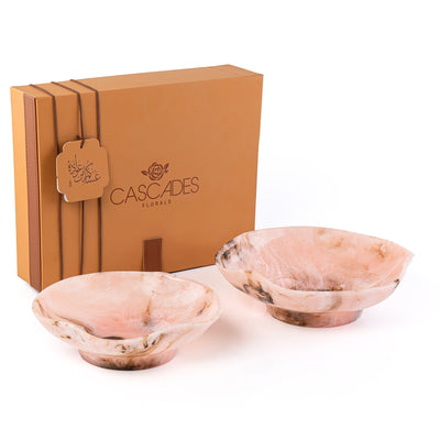 Set Of 2 Resin Circular Stand With Gift Box - Pink