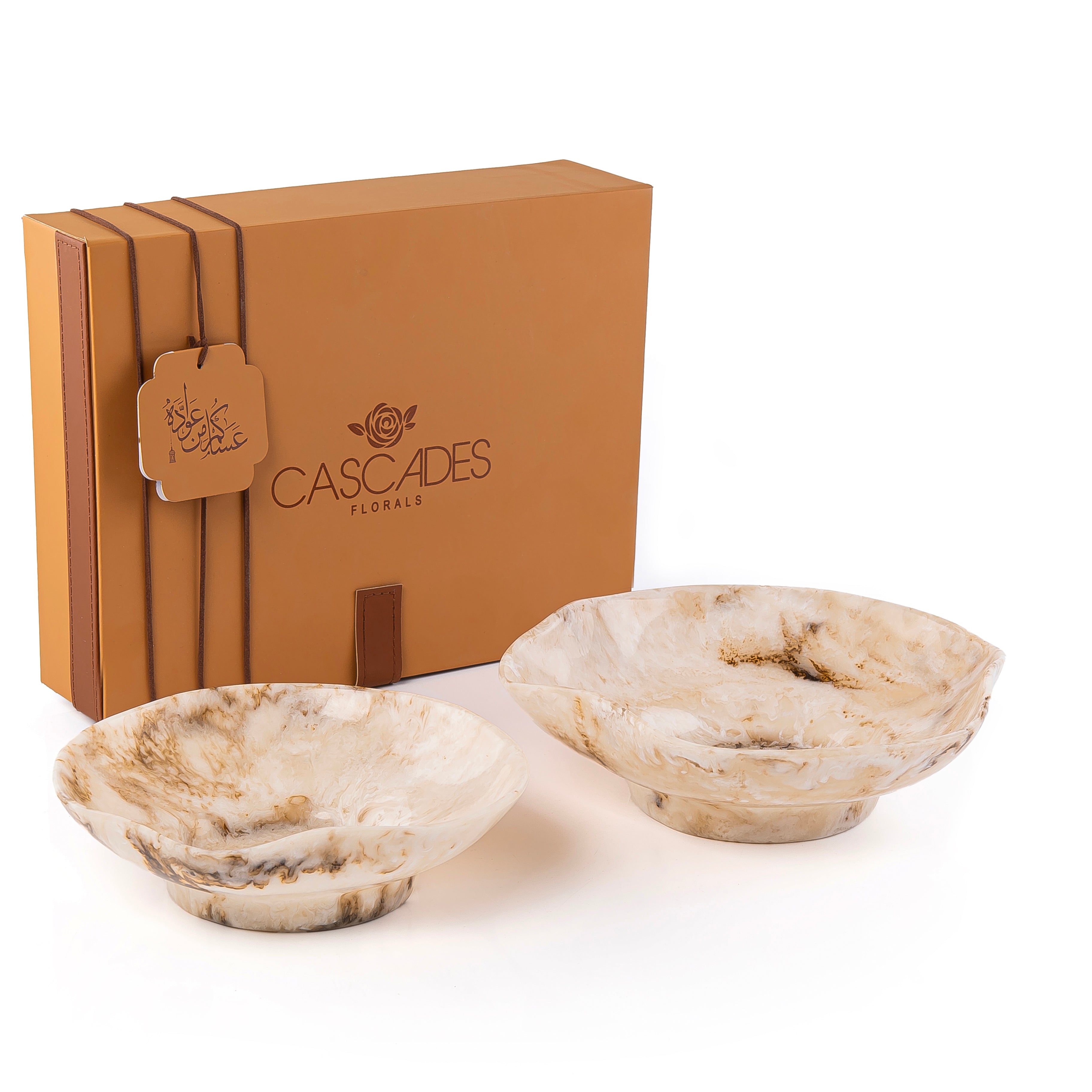 طقم من 2 ستاند تقديم  راتنج مع بوكس هدايا -بيج 