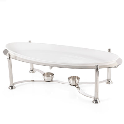 حامل تقديم وحفظ درجة حرارة الطعام البيضاوي من الإستانلس ستيل