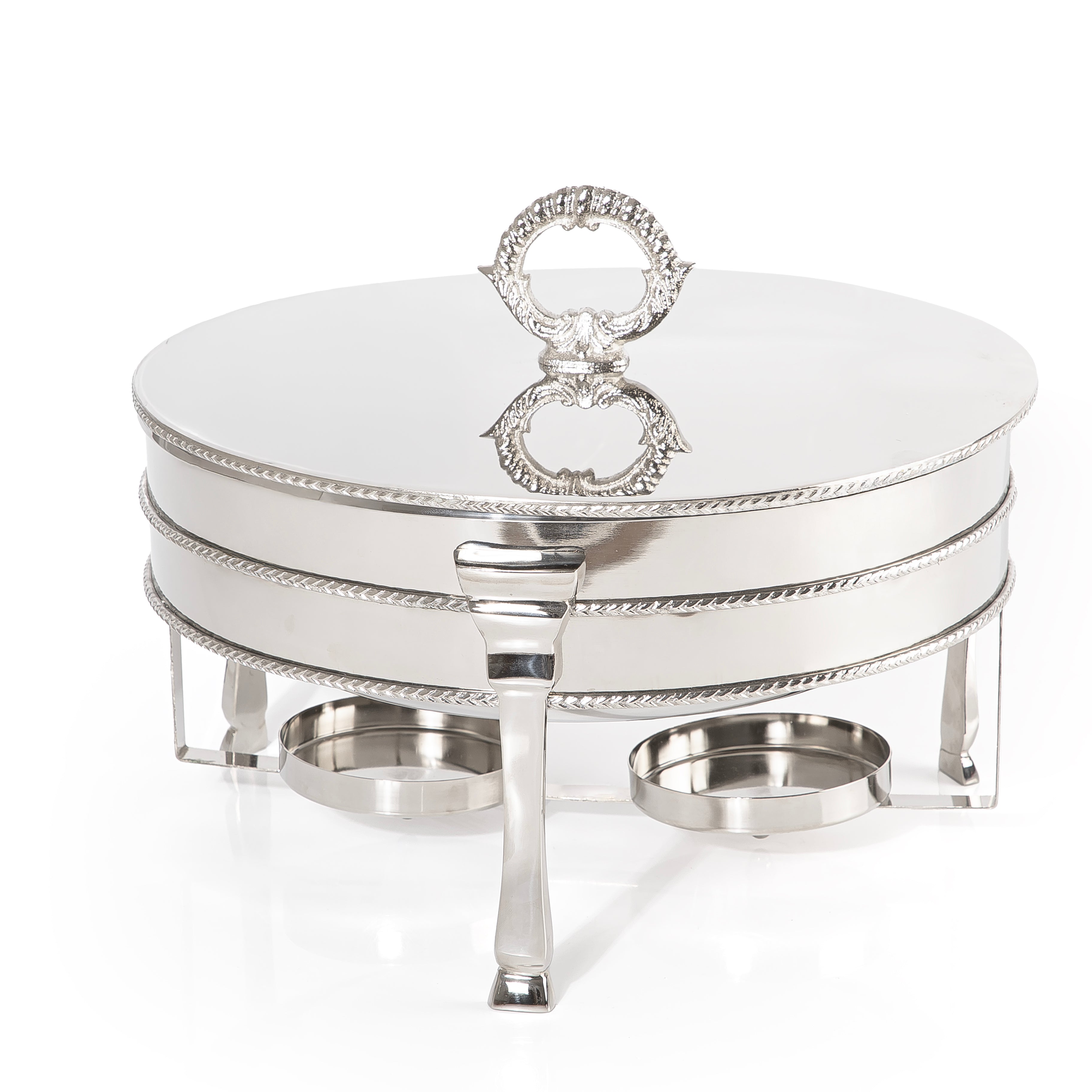 4.0L Silver Stainless Steel Round Food Warmer Chafing Dish