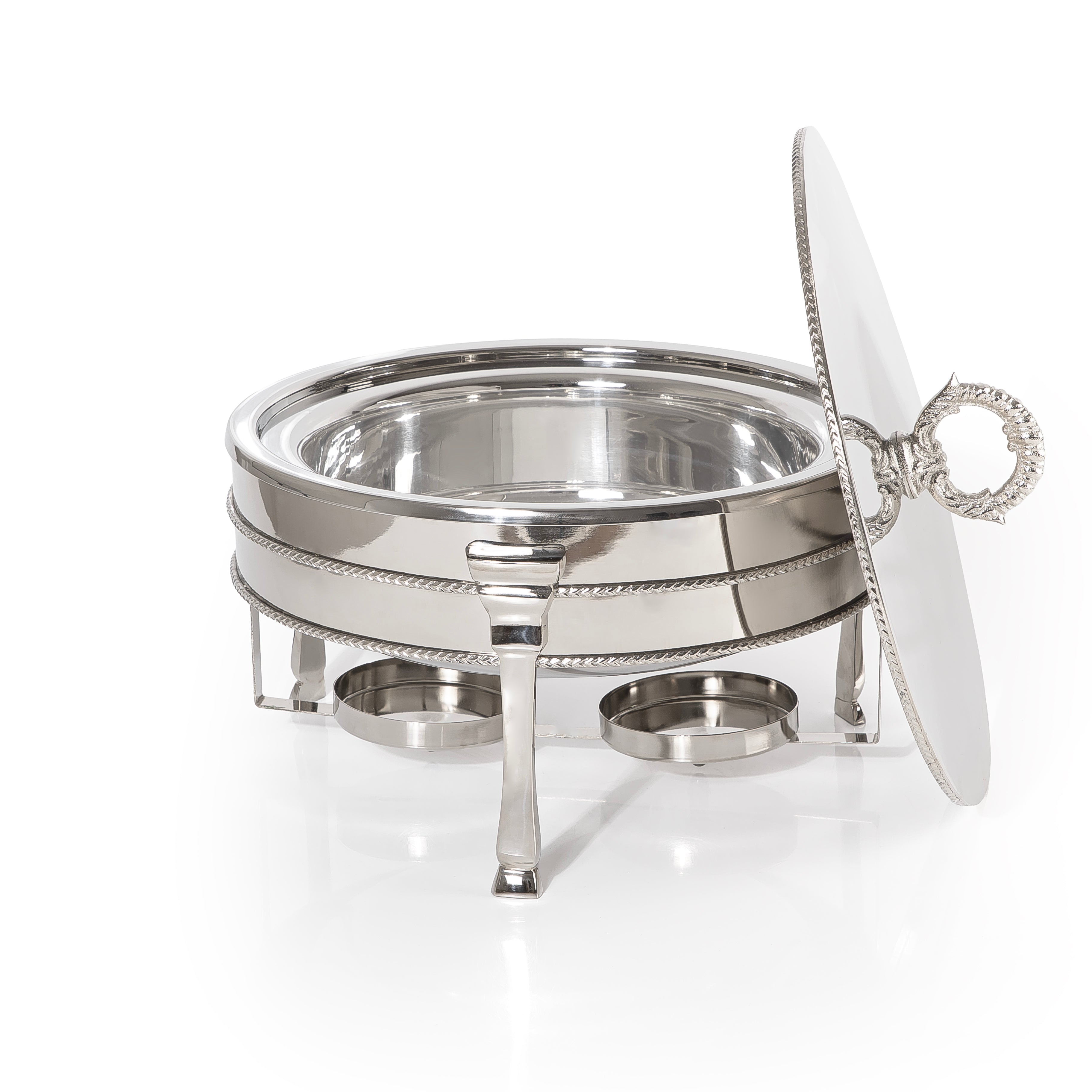 4.0L Silver Stainless Steel Round Food Warmer Chafing Dish