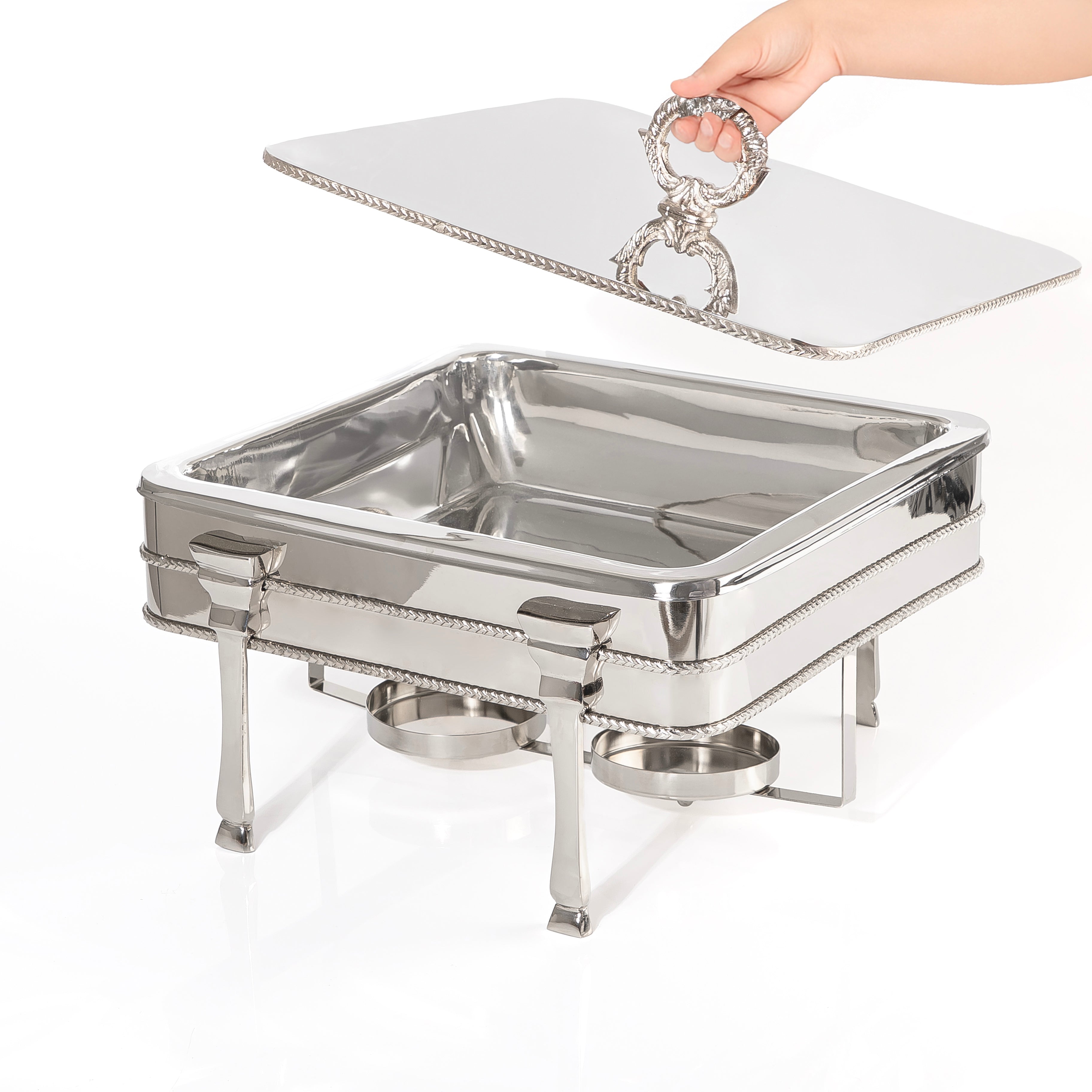 4.0L Silver Stainless Steel Square Food Warmer Chafing Dish