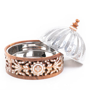 Metal heat keeper with wooden base - CASCADES