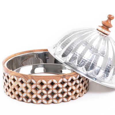 Metal heat keeper with wooden base - CASCADES