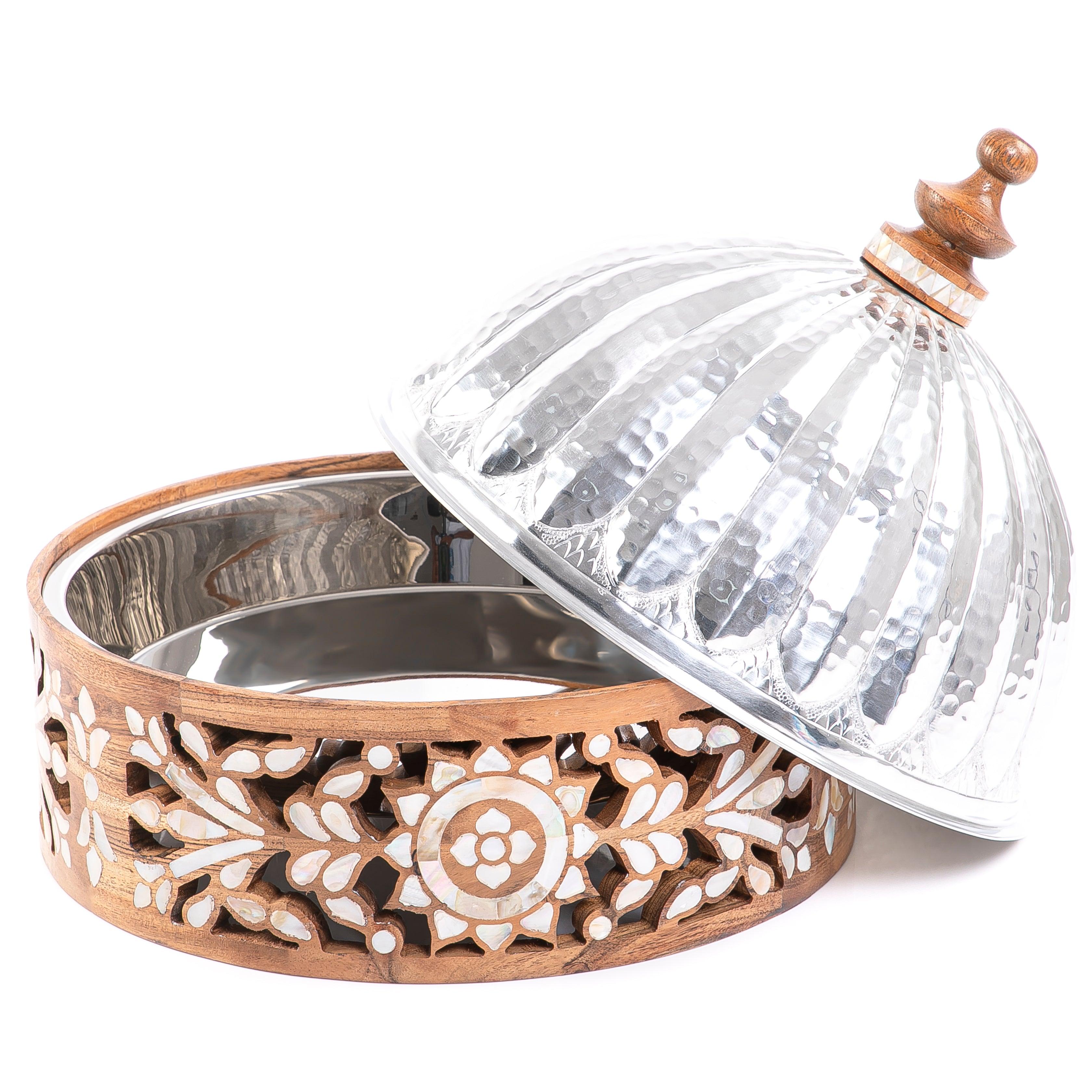 Metal heat keeper with wooden base - CASCADES