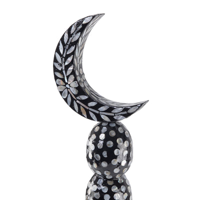 Large crescent moon decoration stand - black