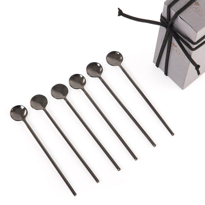 Set of 6 spoon with gift box - black