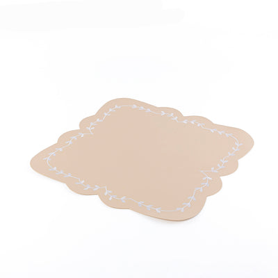 Set of 6 Square Faux Leather Dining Placemat - Beige