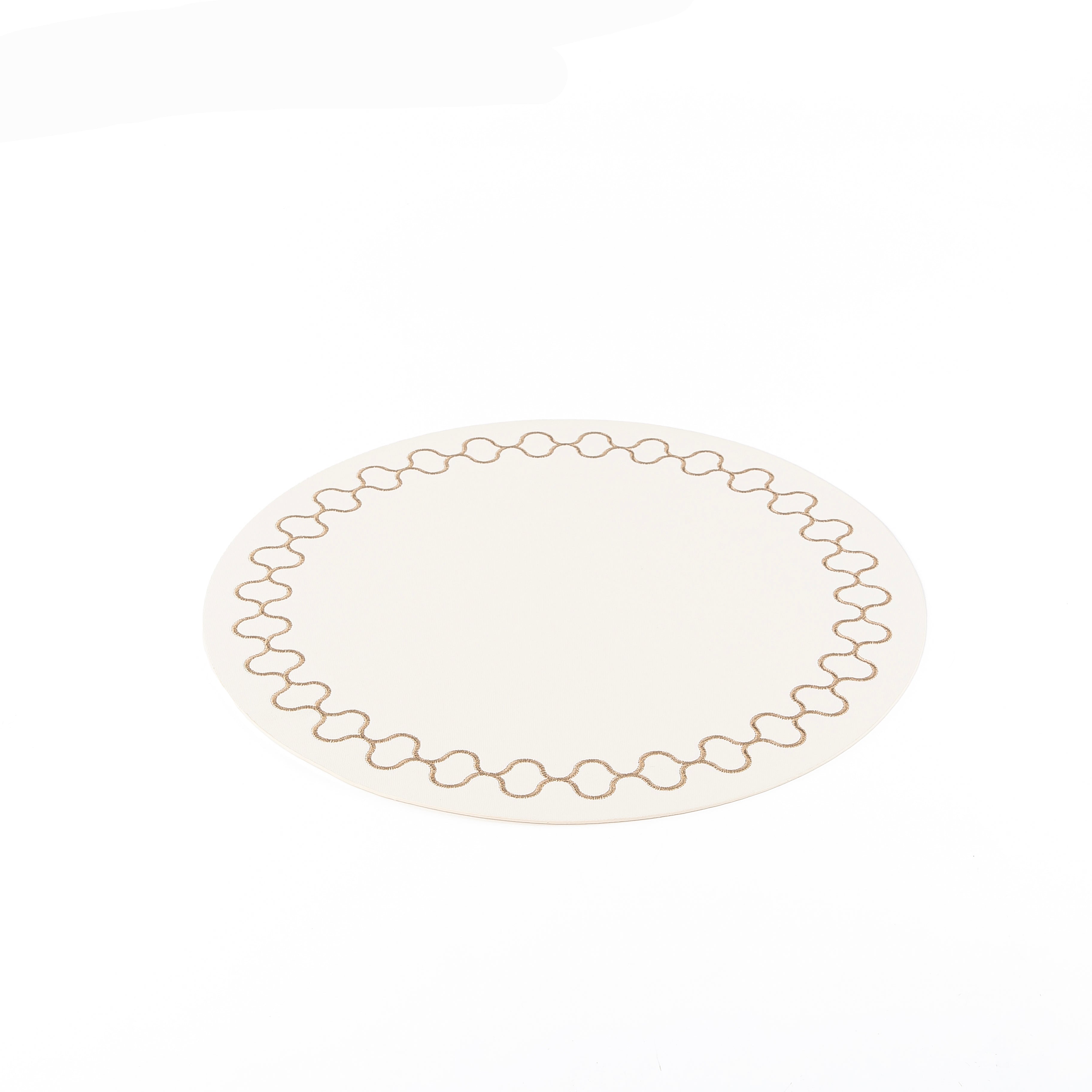 Set of 6 Circular Faux Leather Dining Placemat - White