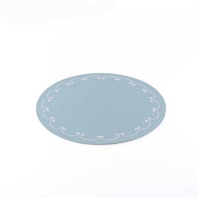 Set of 6 Circular Faux Leather Dining Placemat - Blue