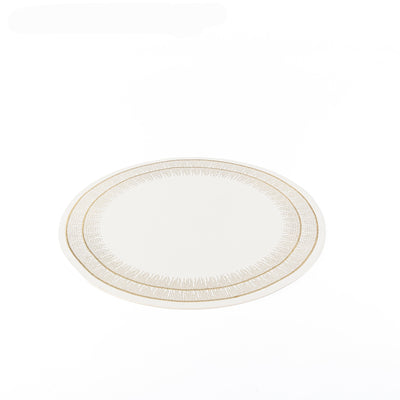 Set of 6 Circular Faux Leather Dining Placemat - White with Gold
