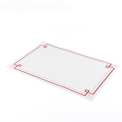 مفرش طاولة من الجلد الصناعي - لون أبيض مع الأحمر 