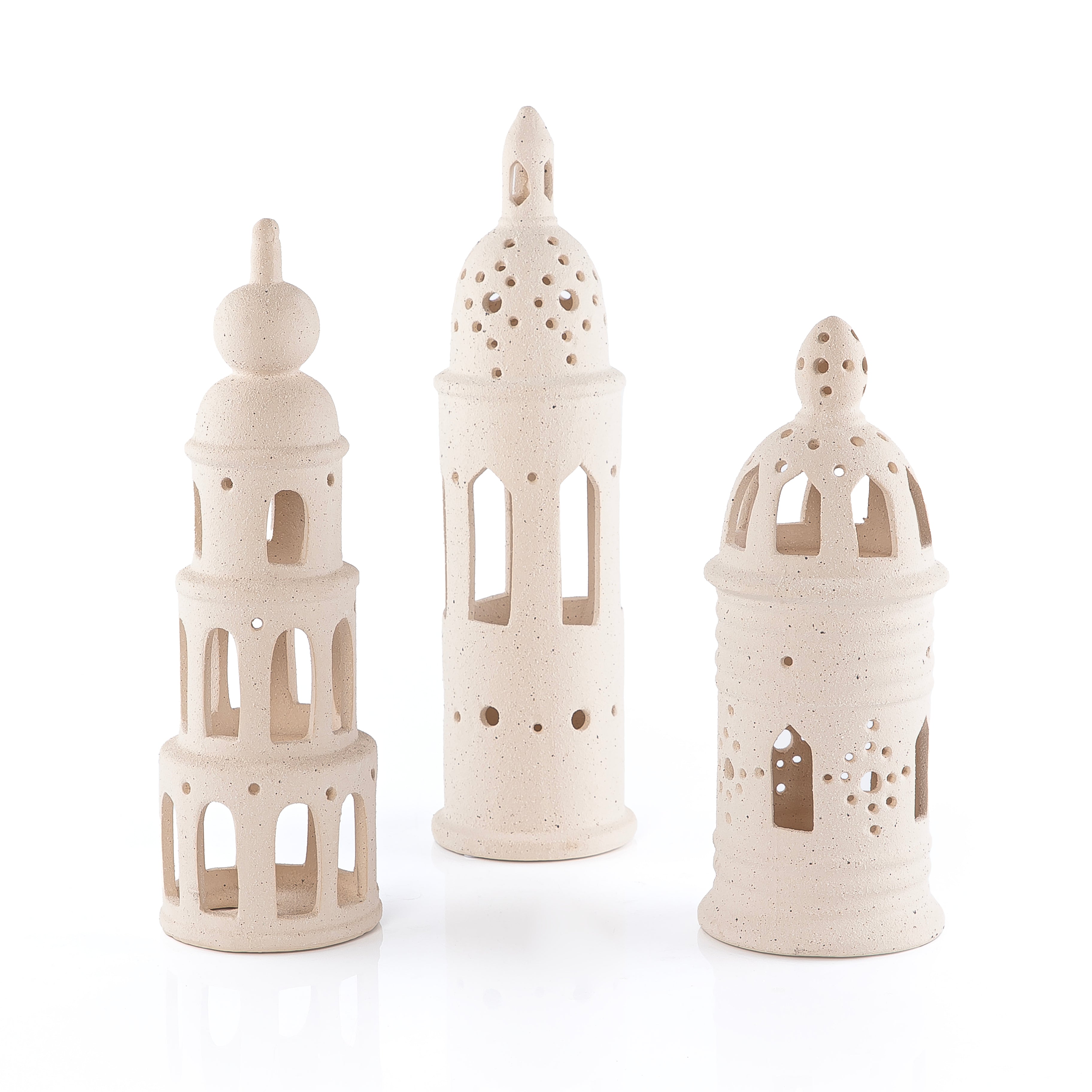 Set of 3 Pcs Pottery Minarets Décor in Pink Velvet-Wrapped Gift Box