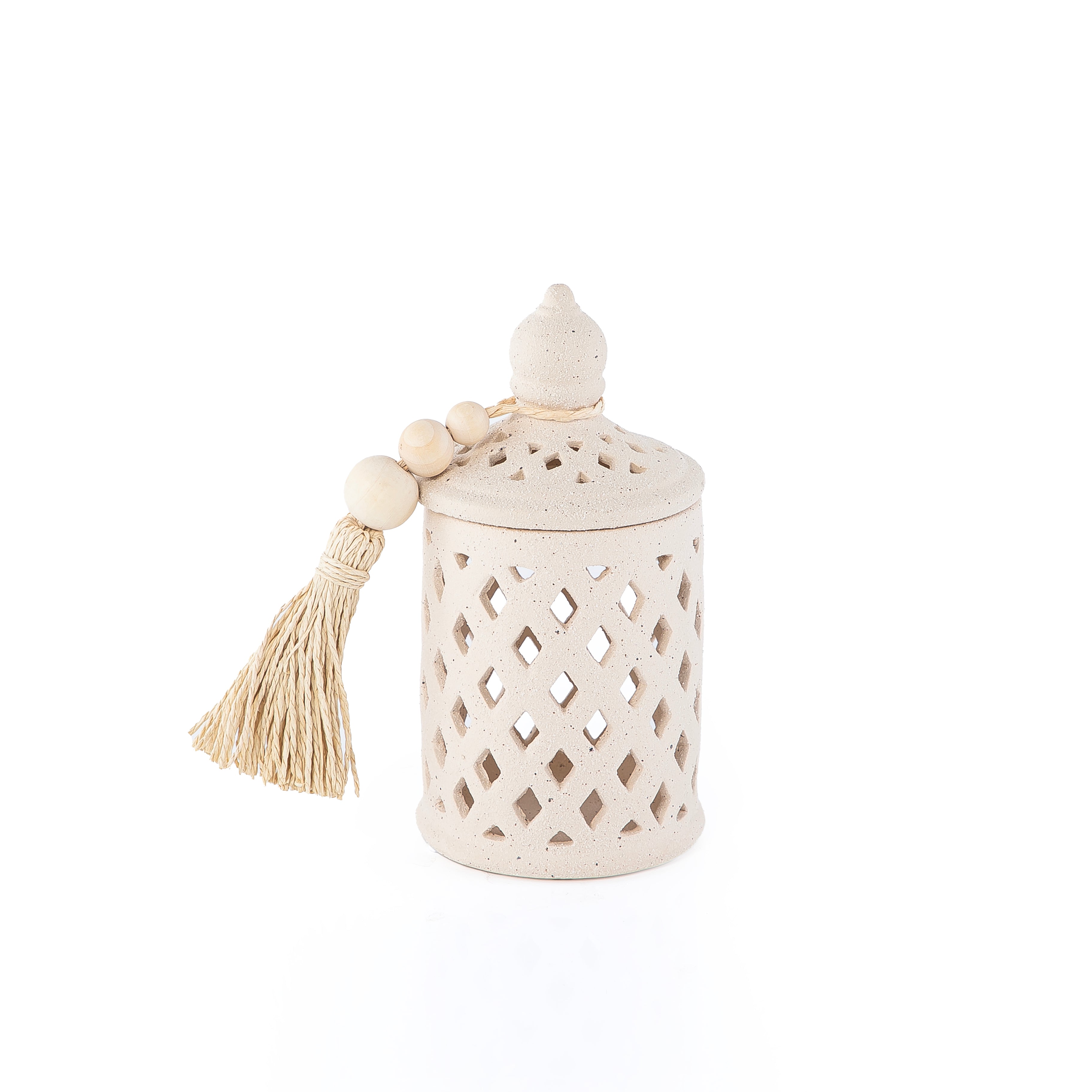 Gergaan decoration pottery jar with lid - large