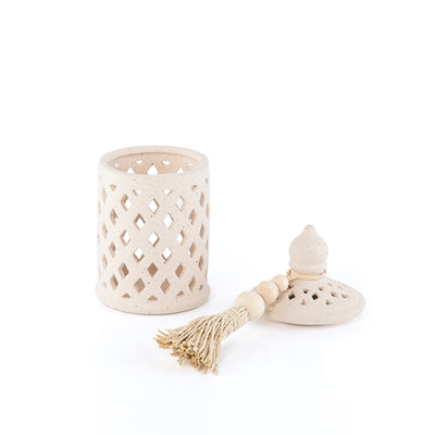 Gergaan decoration pottery jar with lid - large