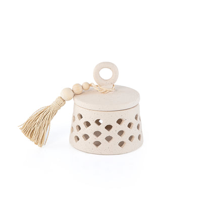 Gergaan decoration pottery jar with lid - small