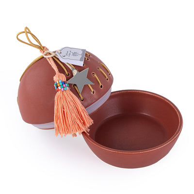 Ceramic Gergean Box With Cover - Light Brown