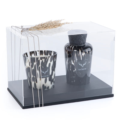 Silence Forest Set of Candle & Diffuser- BLACK from la cierva With acrylic box