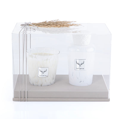 Peace of mind Set of Candle & Diffuser -WHITE from  la cierva with acrylic box