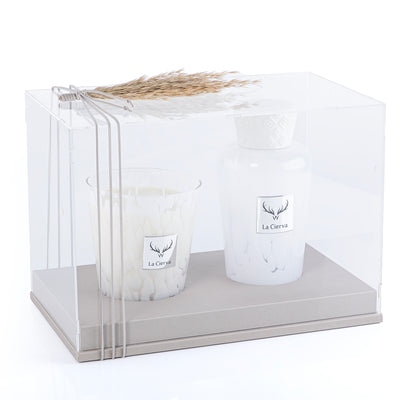 Peace of mind Set of Candle & Diffuser -WHITE from  la cierva with acrylic box