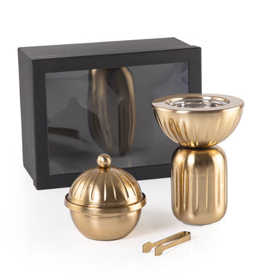 طقم 3 قطع (مبخر + علبة بخور + ملقط بخور) مع بوكس هدايا