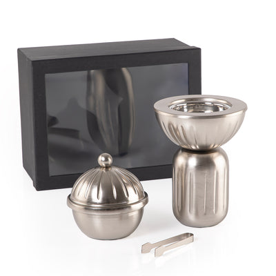 طقم 3 قطع (مبخر + علبة بخور + ملقط بخور) مع بوكس هدايا