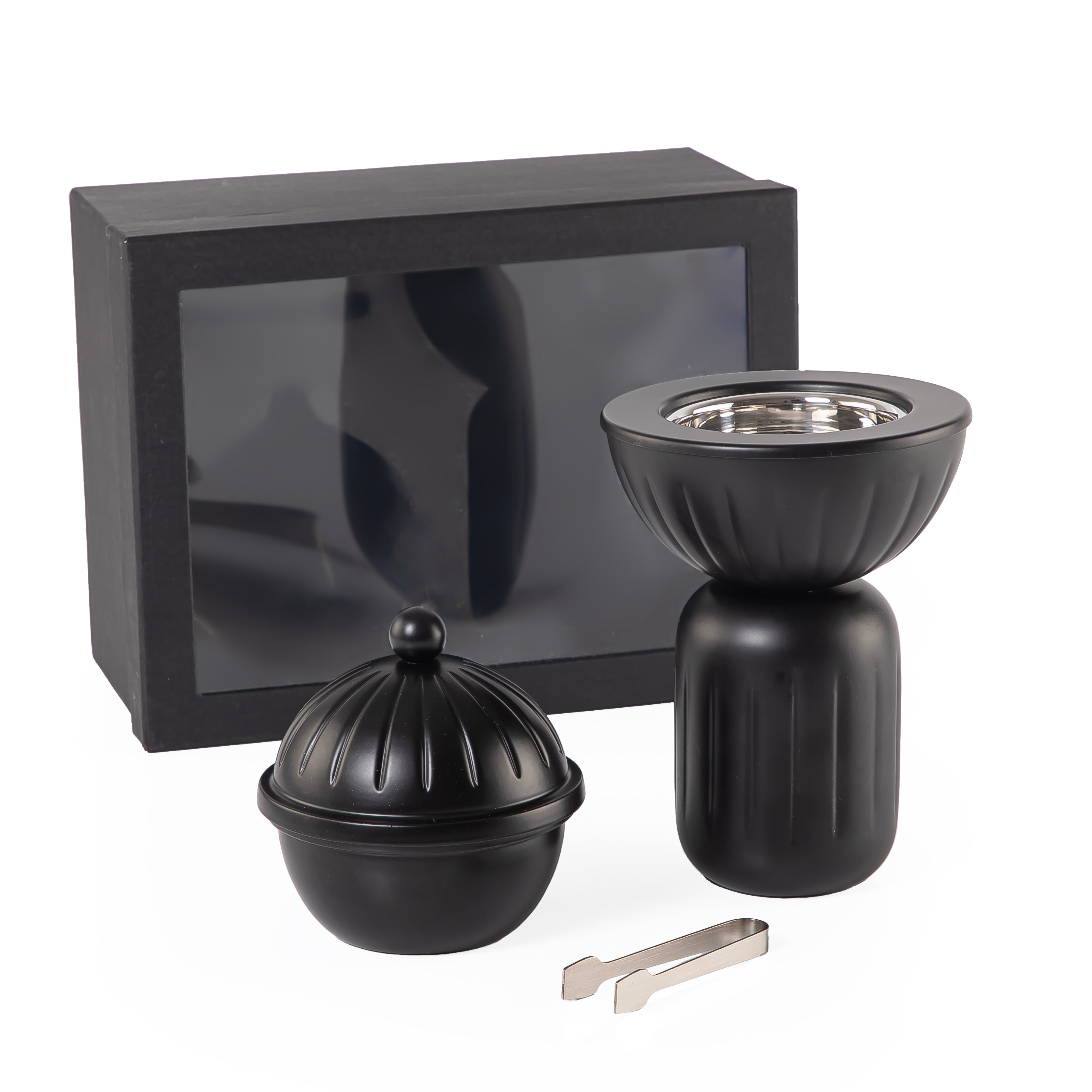 طقم 3 قطع (مبخر + علبة بخور + ملقط بخور) مع بوكس هدايا