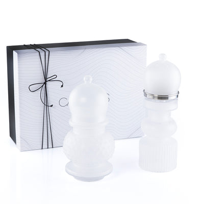 طقم مبخر زجاجي 2 قطعة صغير – أبيض