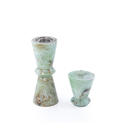 طقم مبخر أنيق من الراتنج مكون من 2 قطعة - أخضر